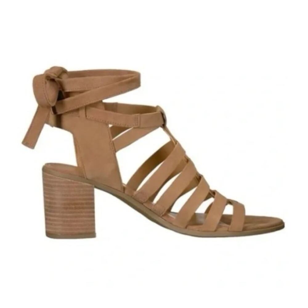 FRANCO SARTO Harmon Tan Suede Lace-Up Block Heels Size 8